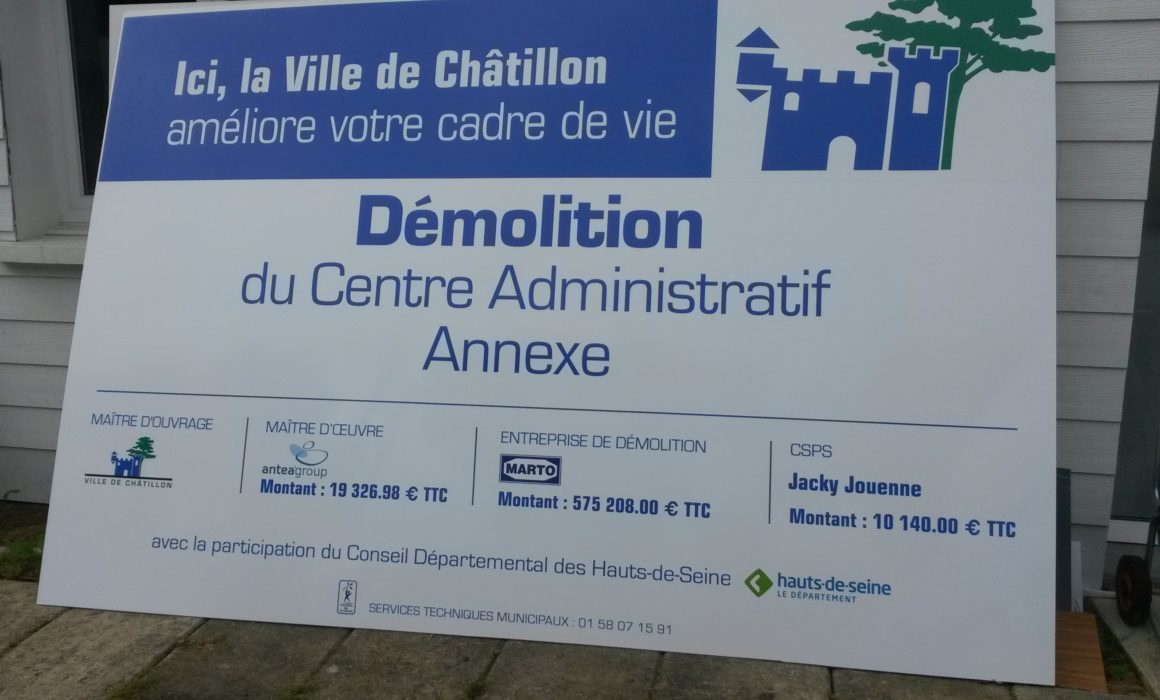 Visuel panneau de démolition Ville de Châtillon