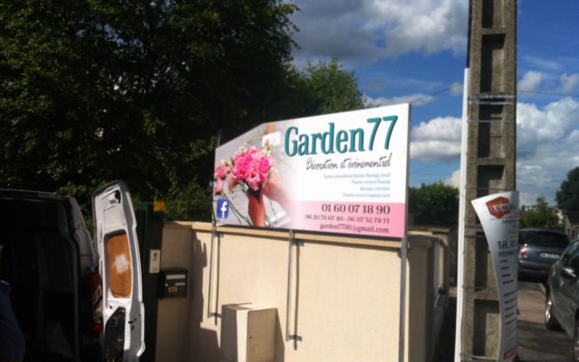 Enseigne Garden 77, décoration et évènementiel